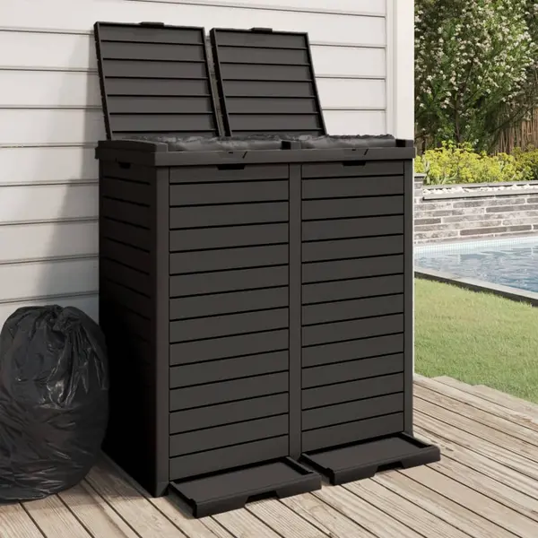 Gossi cos de gunoi de exterior, negru, 78x41x86 cm, polipropilena