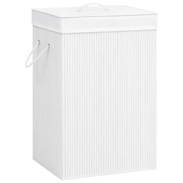 Gossi cos de rufe din bambus cu 2 sectiuni, alb, 72 l