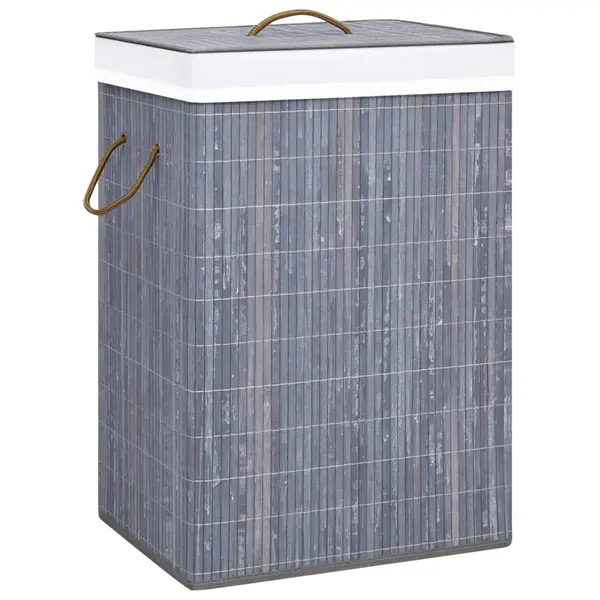 Gossi cos de rufe din bambus cu 2 sectiuni, gri, 72 l
