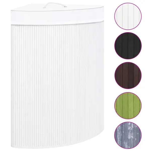 Gossi cos de rufe din bambus de colt, alb, 60 l