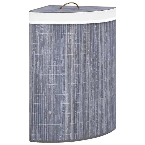 Gossi cos de rufe din bambus, pentru colt, gri, 60 l