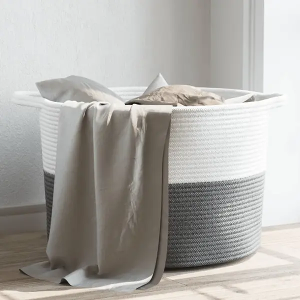 Gossi cos de rufe, gri si alb, Ø55x36 cm, bumbac