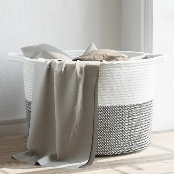 Gossi cos de rufe, gri si alb, Ø55x36 cm, bumbac