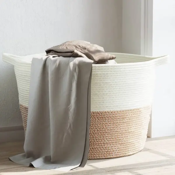 Gossi cos de rufe, maro si alb, Ø60x36 cm, bumbac