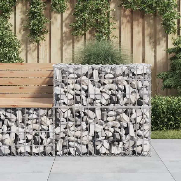 Gossi cos gabion, argintiu, 70x70x65 cm, fier galvanizat