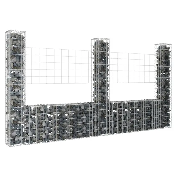 Gossi cos gabion in forma de u cu 3 stalpi, 260x20x150 cm, fier