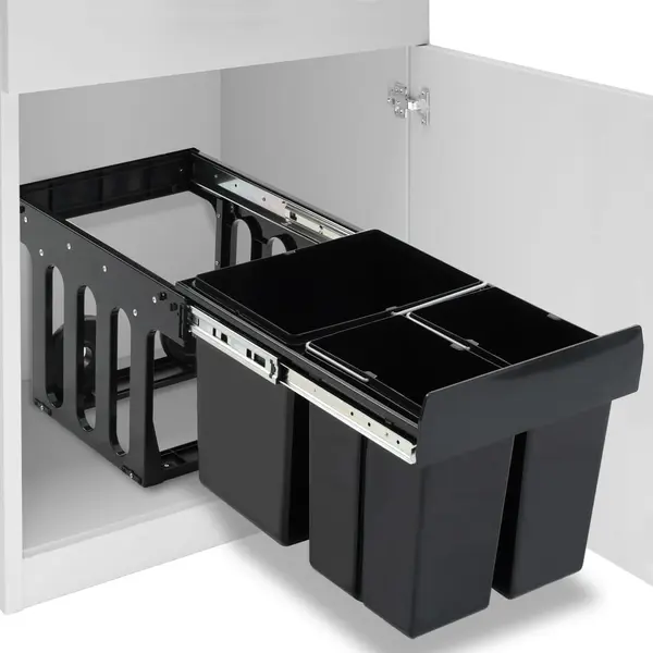 Gossi cos gunoi retractabil pentru dulap bucatarie, silentios, 48 l