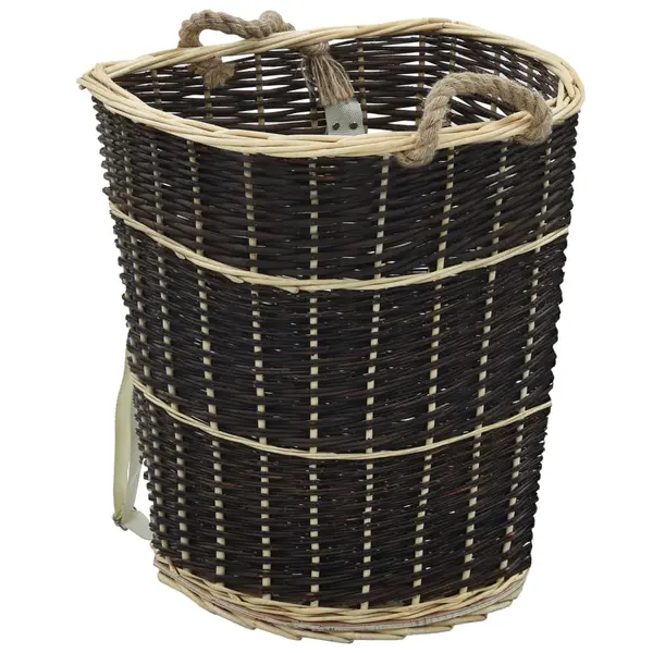 Gossi cos lemne foc cu curele de transport natural 57x51x69 cm salcie