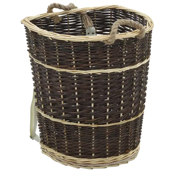 Gossi cos lemne foc curele de transport, natural 44,5x37x50 cm salcie