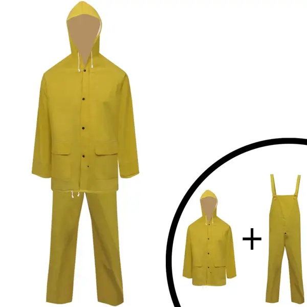 Gossi costum de ploaie impermeabil cu gluga, xxl, galben, 2 piese