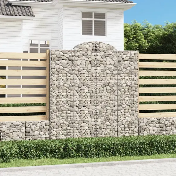 Gossi cosuri gabion arcuite, 2 buc, 200x50x220/240cm, fier galvanizat