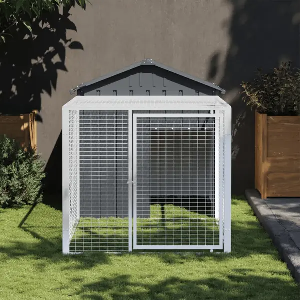 Gossi cotet de pui cu incinta antracit 117x201x123 cm otel galvanizat