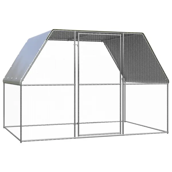 Gossi cotet pentru pui, argintiu si gri, 3x2x2 m, otel galvanizat