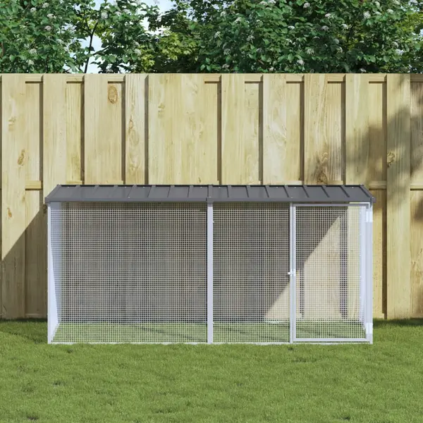 Gossi cotet pui cu acoperis, antracit, 203x98x90 cm, otel galvanizat