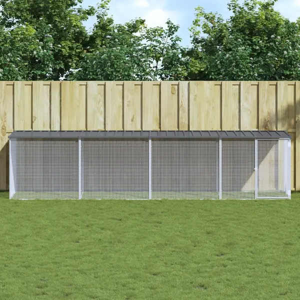 Gossi cotet pui cu acoperis, antracit, 403x98x90 cm, otel galvanizat