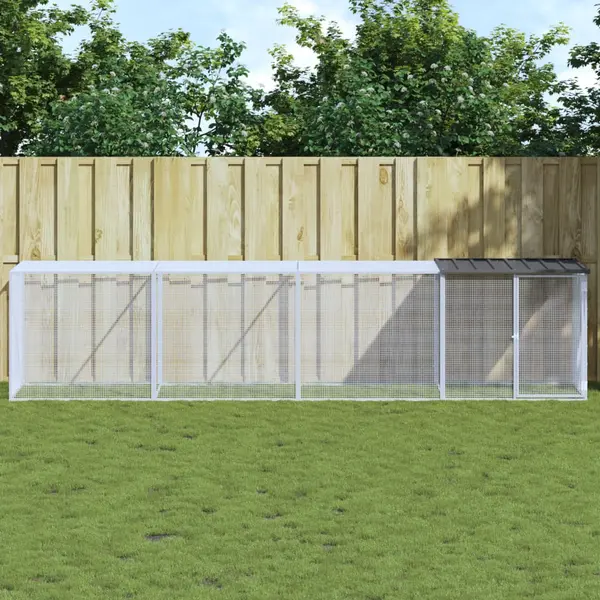 Gossi cotet pui cu acoperis, antracit, 403x98x90 cm, otel galvanizat