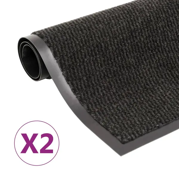 Gossi covoare usa anti-praf, 2 buc., negru, 60x90 cm, dreptunghiular