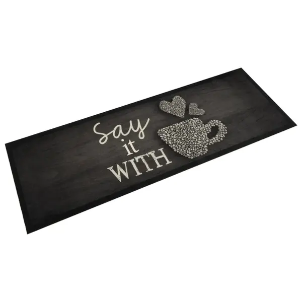 Gossi covor de bucatarie lavabil, cana, negru, 60x180 cm, catifea