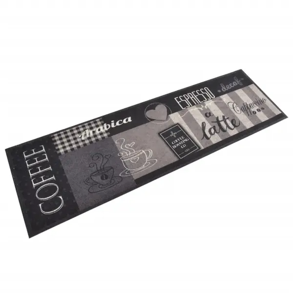 Gossi covor de bucatarie lavabil coffee, negru, 45x150 cm, catifea