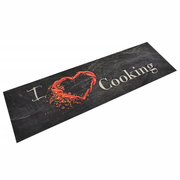 Gossi covor de bucatarie lavabil cooking, negru, 45x150 cm, catifea