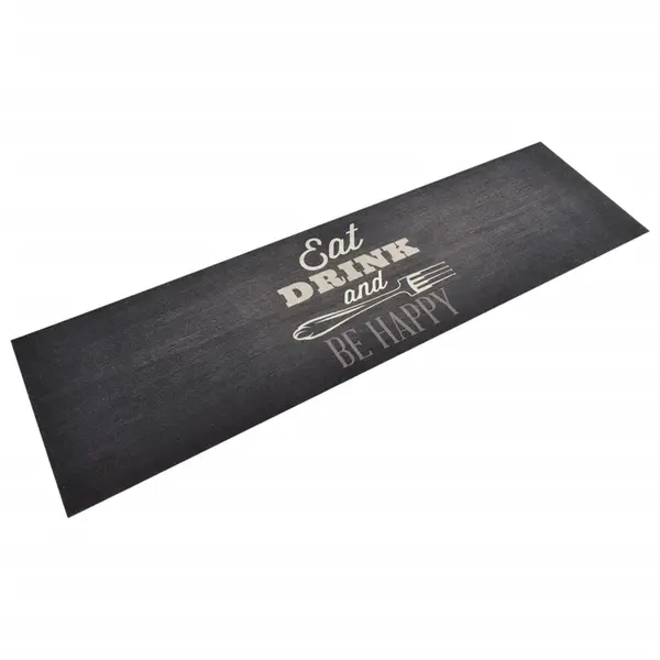 Gossi covor de bucatarie lavabil kitchen, negru, 45x150 cm, catifea