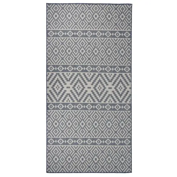 Gossi covor de exterior, dungi albastre, 100x200 cm, tesatura plata