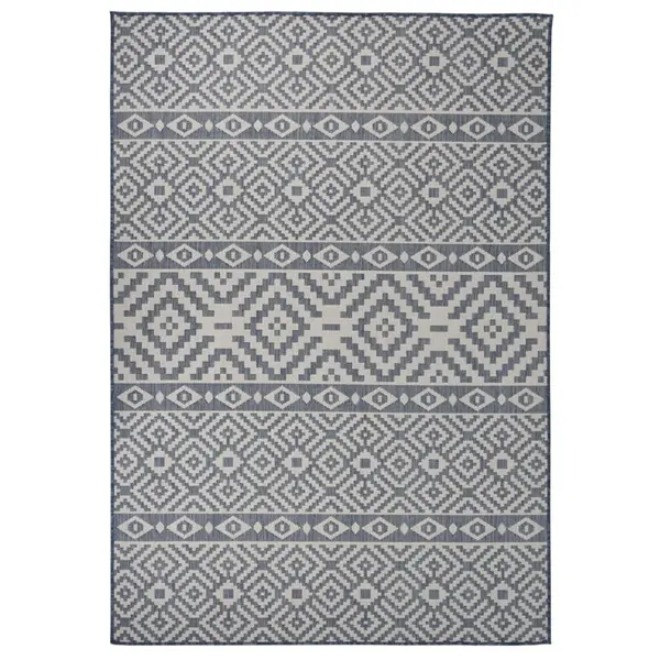 Gossi covor de exterior, dungi albastre, 160x230 cm, tesatura plata