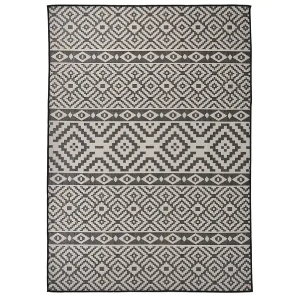 Gossi covor de exterior, dungi negre, 120x170 cm, tesatura plata