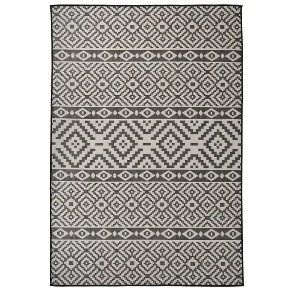 Gossi covor de exterior, dungi negre, 160x230 cm, tesatura plata