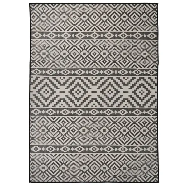 Gossi covor de exterior, dungi negre, 200x280 cm, tesatura plata