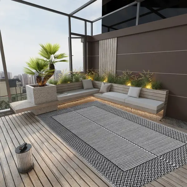 Gossi covor de exterior, negru, 140x200 cm, pp