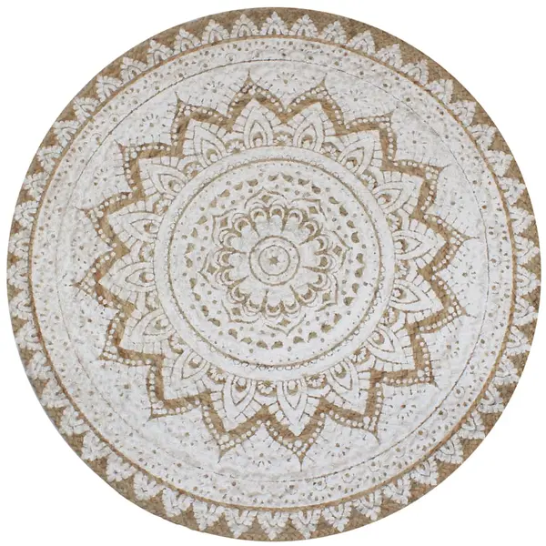 Gossi covor din iuta impletita cu imprimeu 120 cm rotund