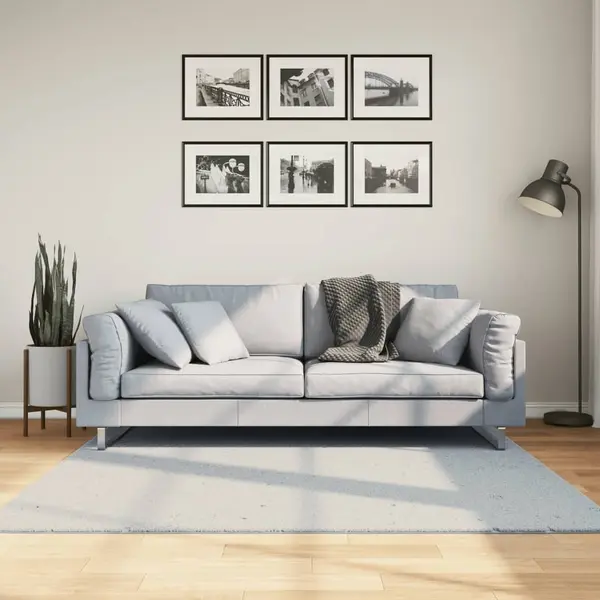 Gossi covor huarte, fir scurt, moale si lavabil, albastru, 160x160 cm