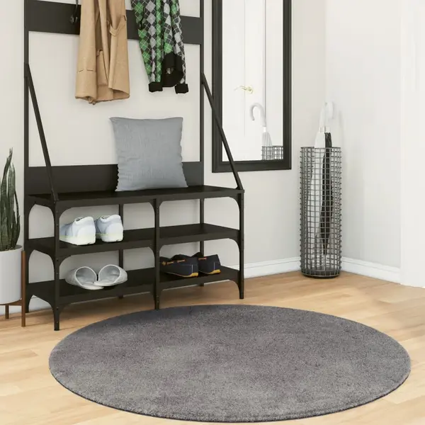 Gossi covor huarte, fir scurt, moale si lavabil, antracit, Ø 120 cm