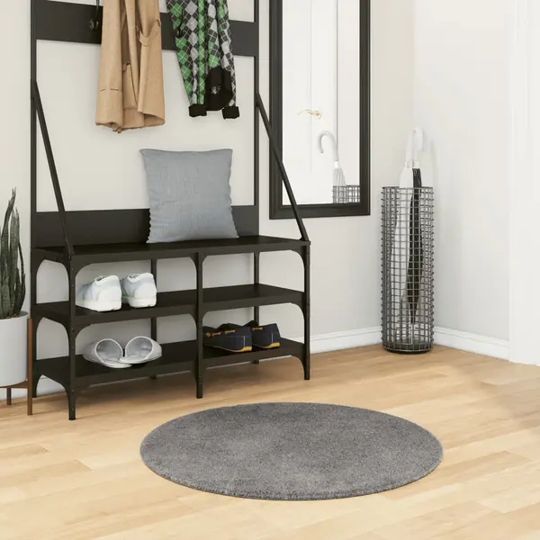 Gossi covor huarte, fir scurt, moale si lavabil, antracit, Ø 80 cm