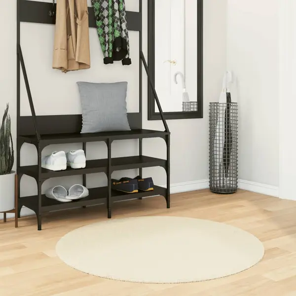 Gossi covor huarte, fir scurt, moale si lavabil, crem, Ø 100 cm