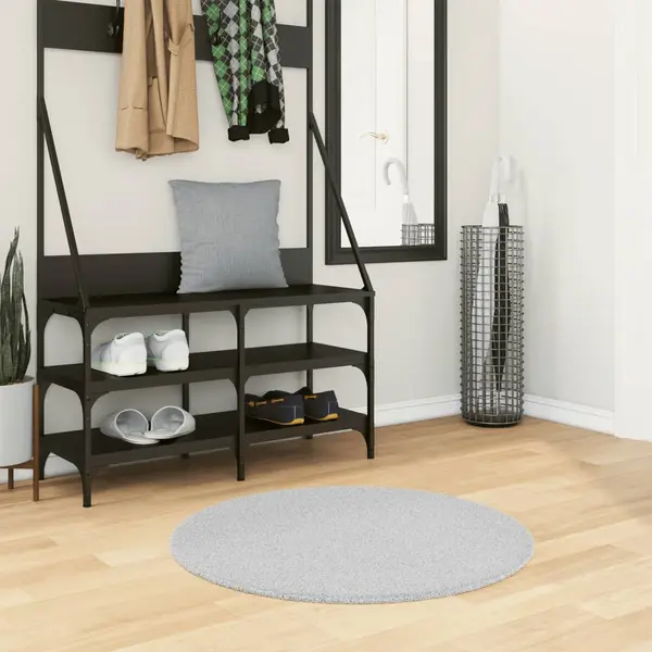 Gossi covor huarte, fir scurt, moale si lavabil, gri, Ø 80 cm