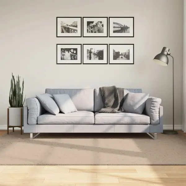 Gossi covor huarte, fir scurt, moale si lavabil, nisipiu, 160x230 cm
