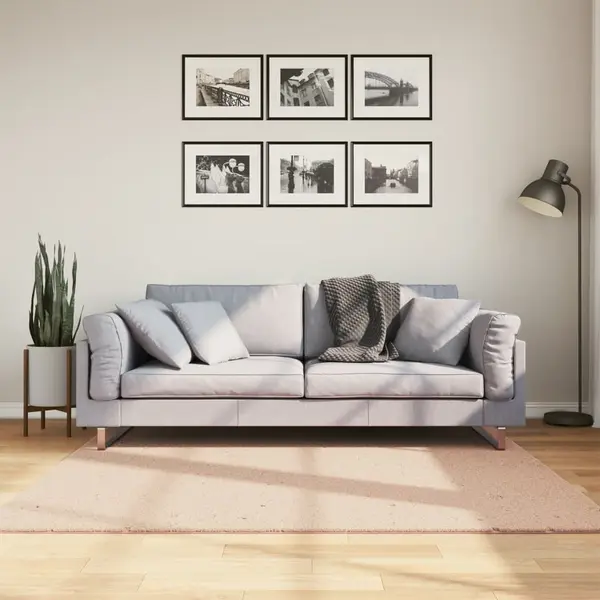 Gossi covor huarte, fir scurt, moale si lavabil, roz pudra, 160x160cm