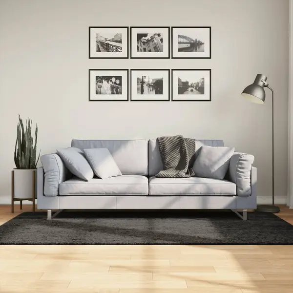 Gossi covor istan, cu fire inalte, aspect lucios, antracit, 100x200cm