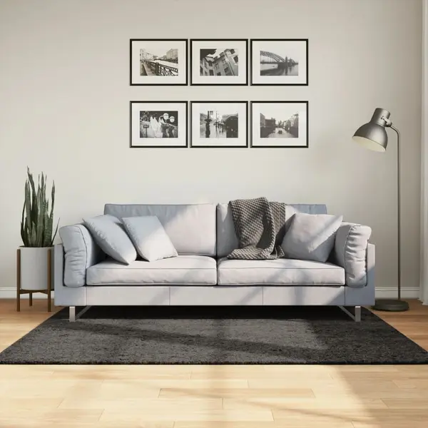 Gossi covor istan, cu fire inalte, aspect lucios, antracit, 120x170cm