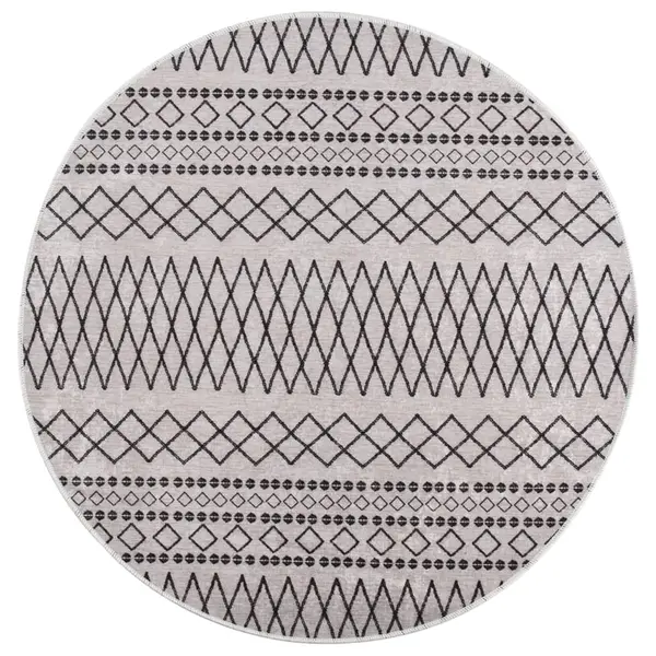 Gossi covor lavabil, negru si alb, φ120 cm, antiderapant