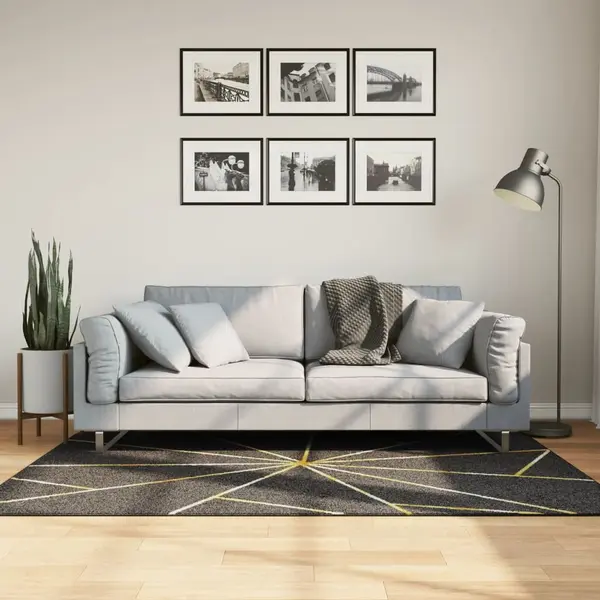 Gossi covor lavabil, negru si auriu, 120x180 cm, anti-alunecare