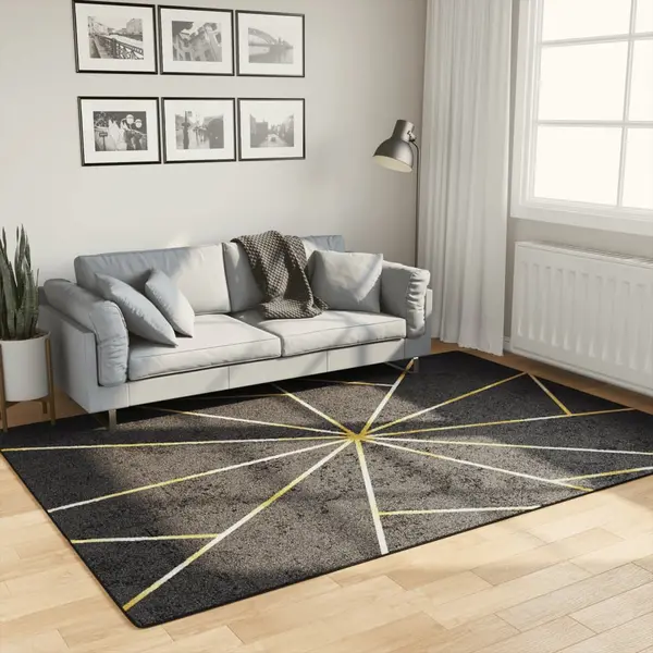 Gossi covor lavabil, negru si auriu, 160x230 cm, antiderapant
