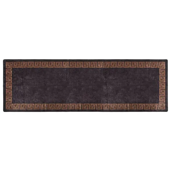 Gossi covor lavabil, negru si auriu, 80x300 cm, antiderapant