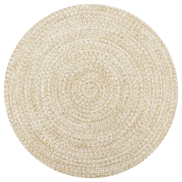 Gossi covor manual, alb si natural, 90 cm, iuta