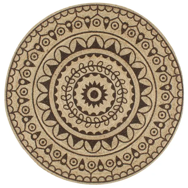 Gossi covor manual cu imprimeu maro inchis, 120 cm, iuta