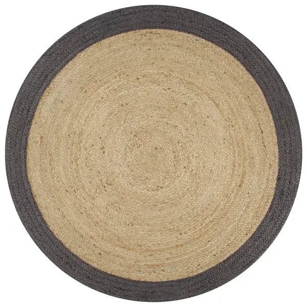 Gossi covor manual cu margine gri inchis, 90 cm, iuta