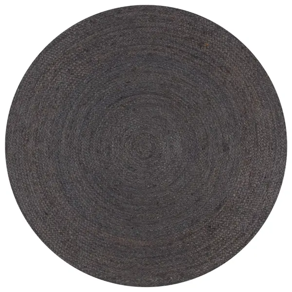 Gossi covor manual, gri inchis, 150 cm, iuta, rotund