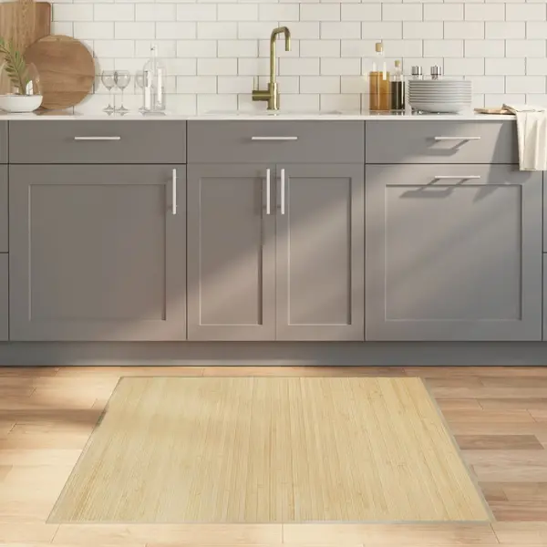 Gossi covor patrat, natural deschis, 100x100 cm, bambus